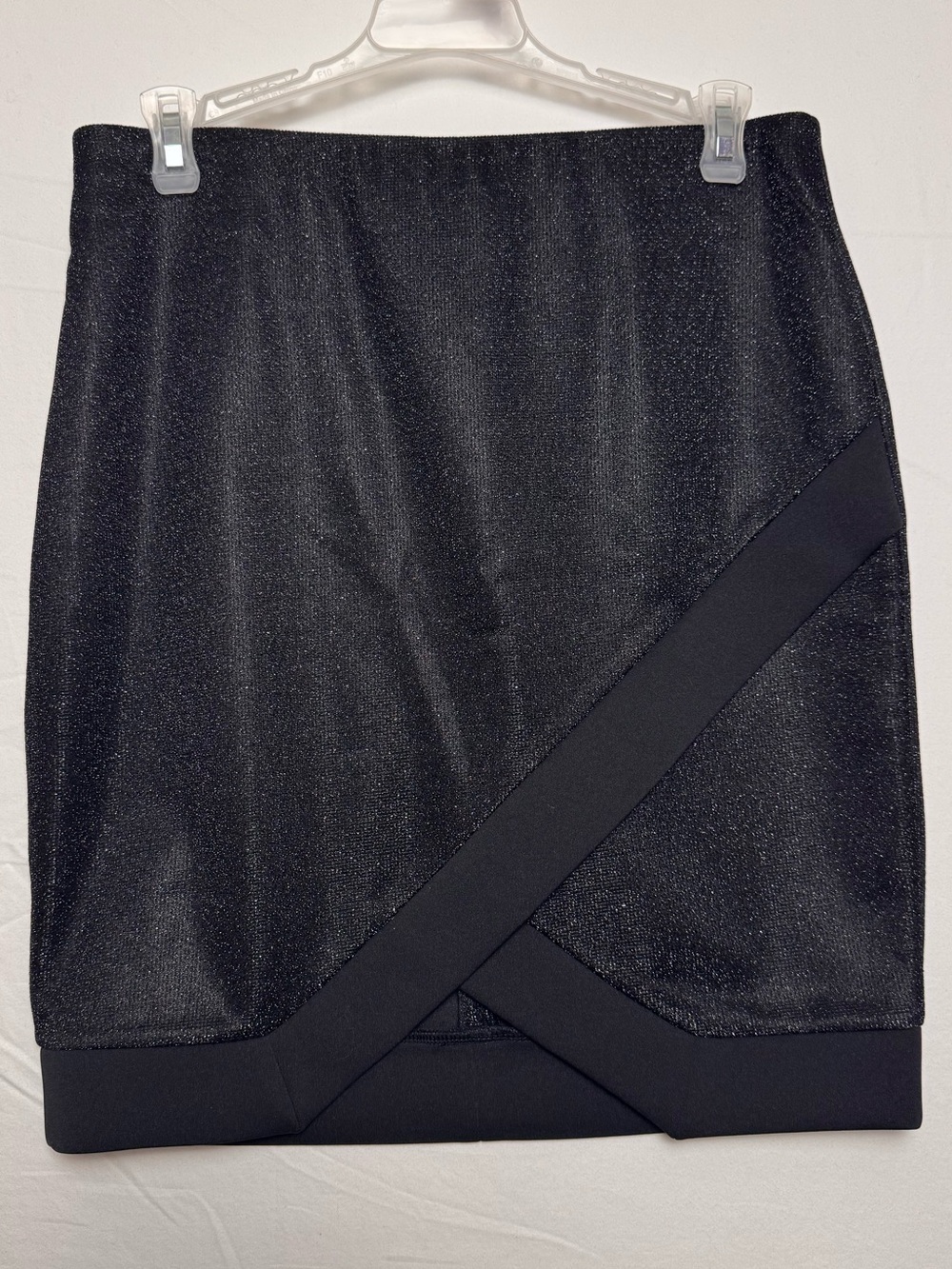 Express Vintage Y2K Black Sparkle Diagonal Overlap Vampy Mini Cocktail Skirt S